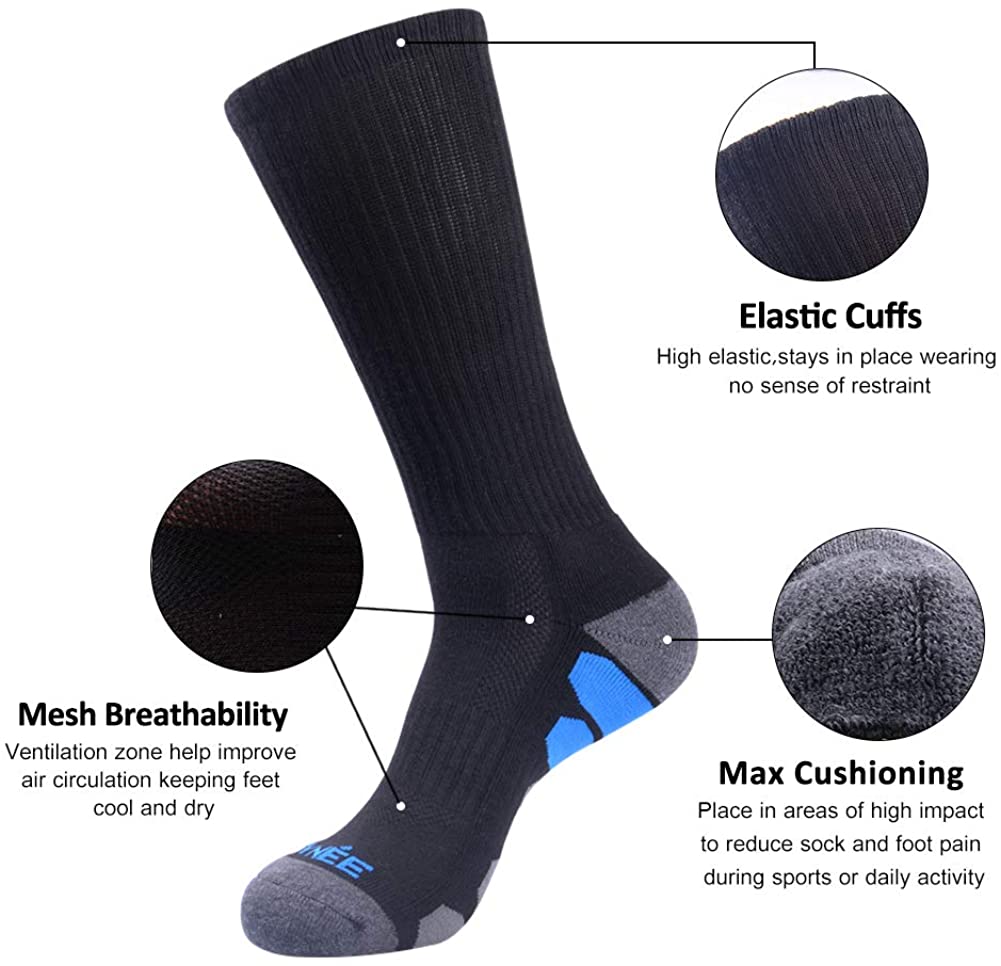 JOYNÉE Mens Athletic Crew Socks with Cushion for Running and Workout 6 ...