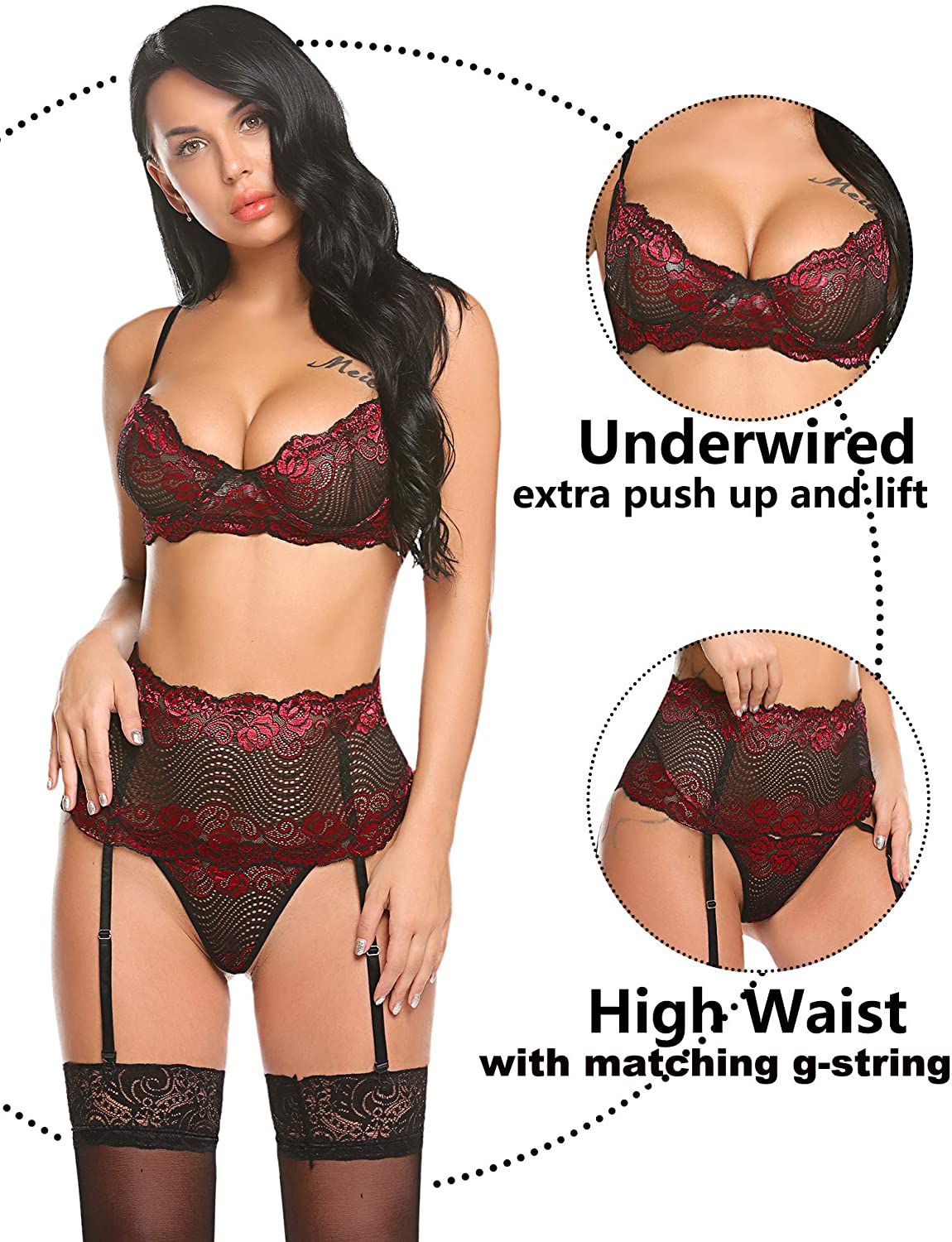 Avidlove Women Lingerie Set With Garter Belts Sexy Bra And Panty