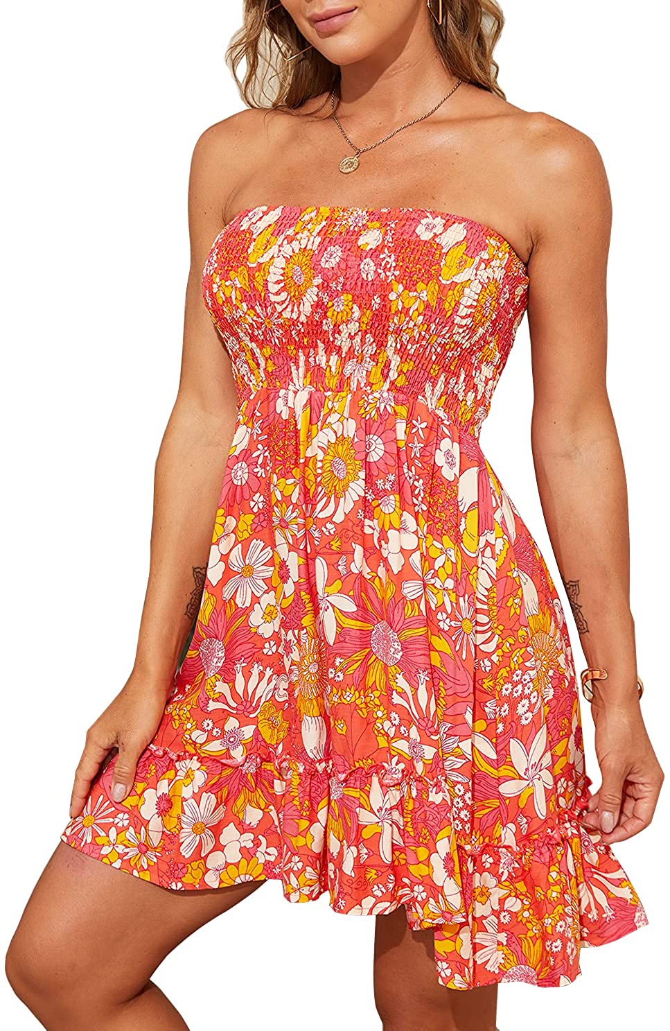 Tube Top Dress for Women Summer Solid Strapless Mini Dresses, Off 
