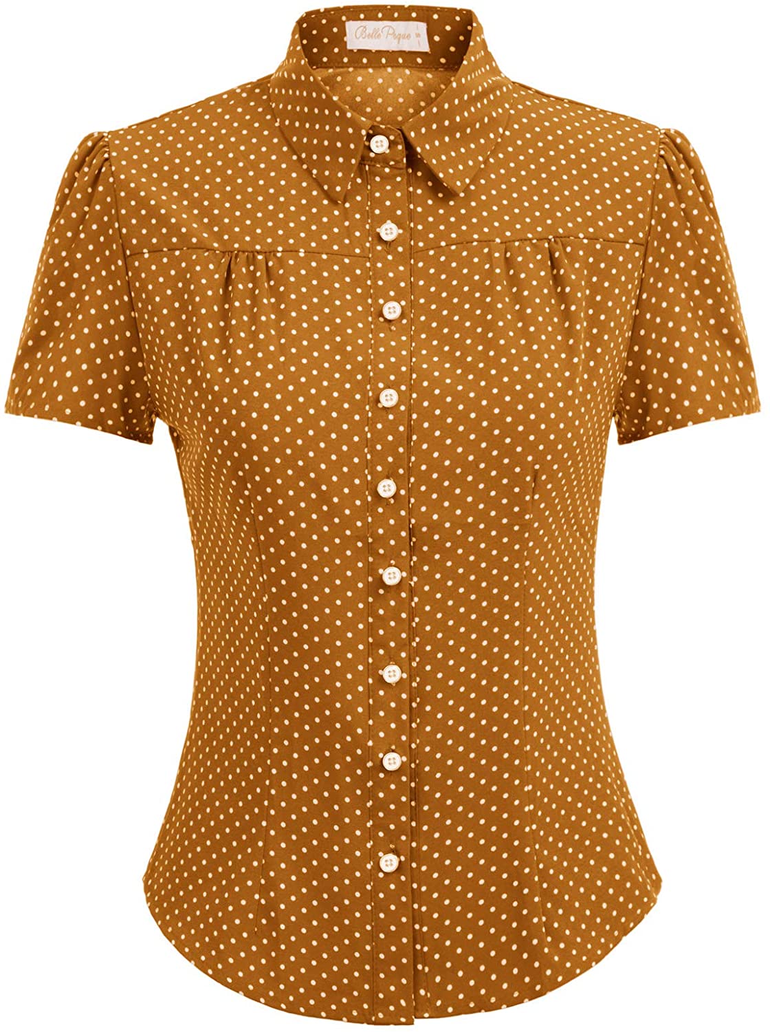 SugarShock Jowna 50s retro polka dots boy's collar short blouse