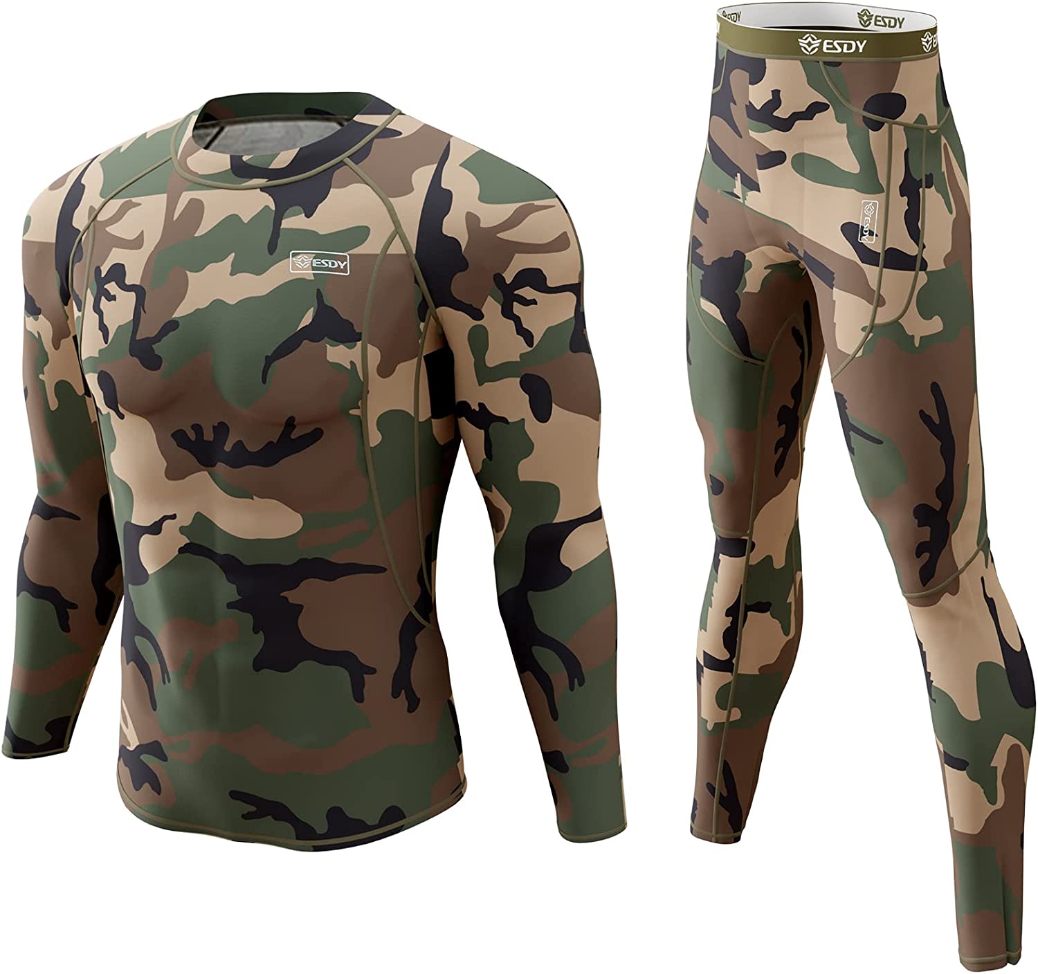 ESDY Camouflage Camouflage Thermal Underwear Set For Men Long