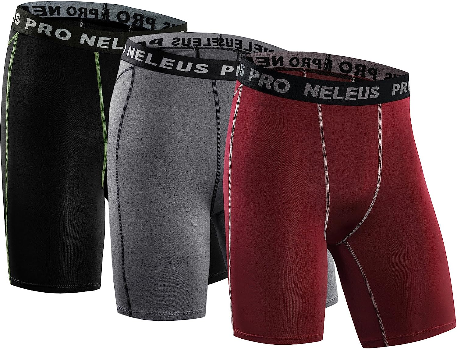 NELEUS Men's 3 Pack Compression Shorts