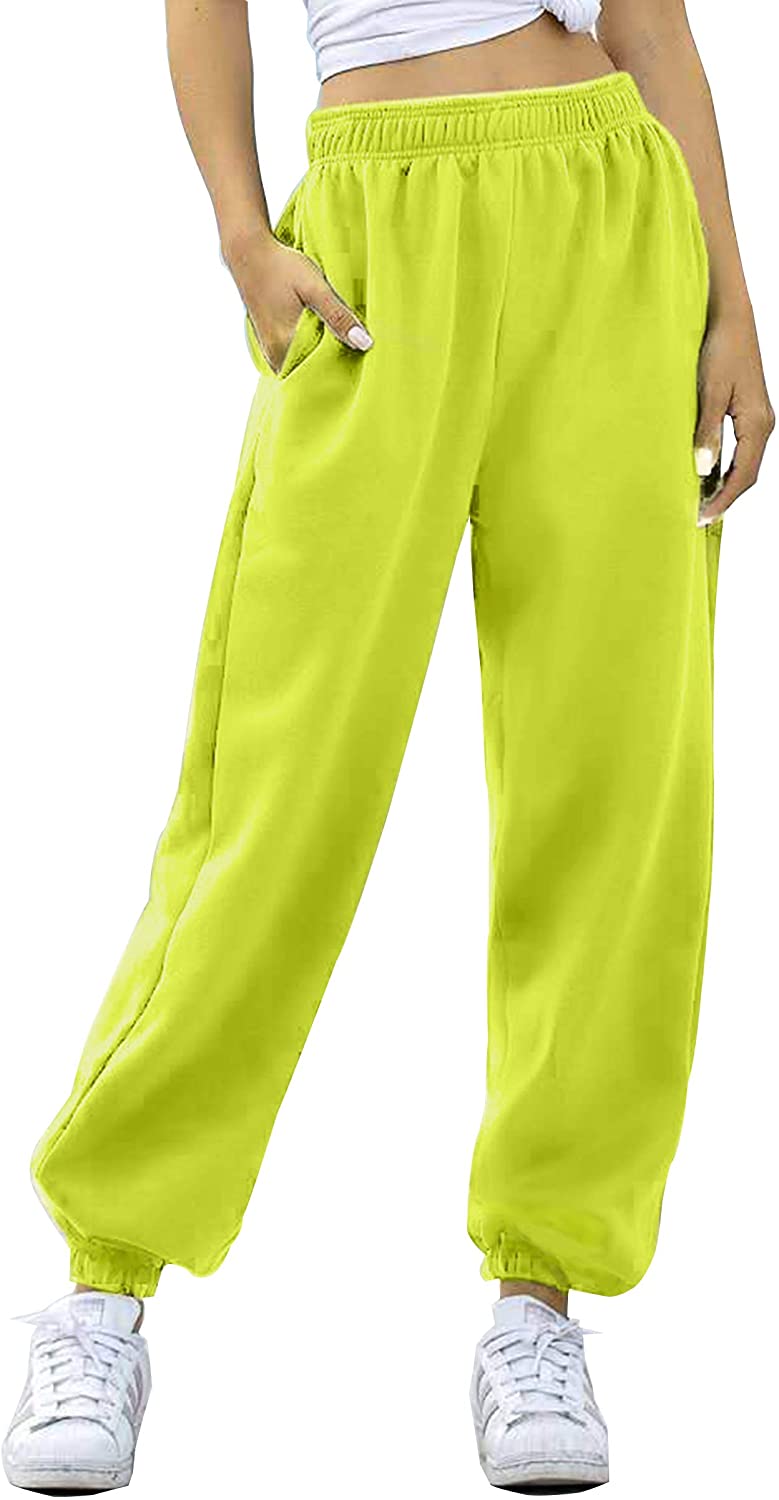 Cinch Bottom Sweatpants for Women with Pockets High Waist Sporty Gym  Athletic Fit Jogger Pants Lounge Trousers
