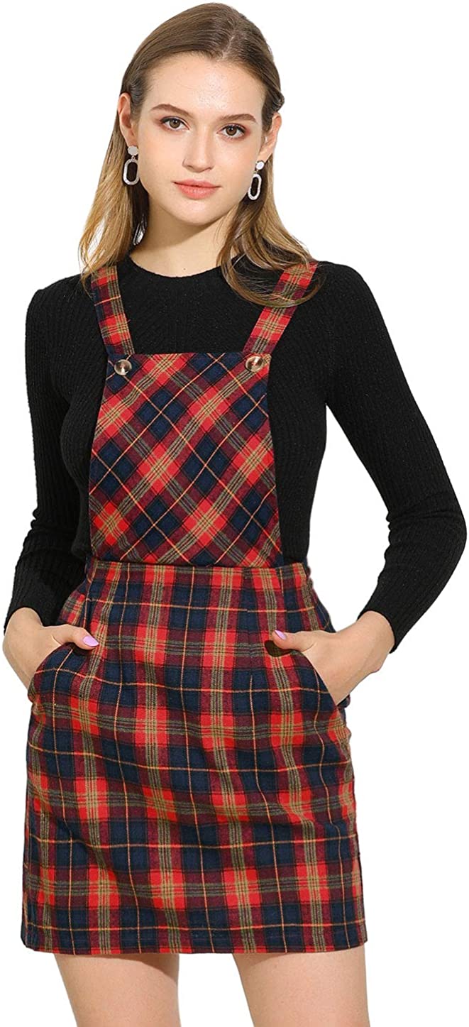 plaid overalls skirt