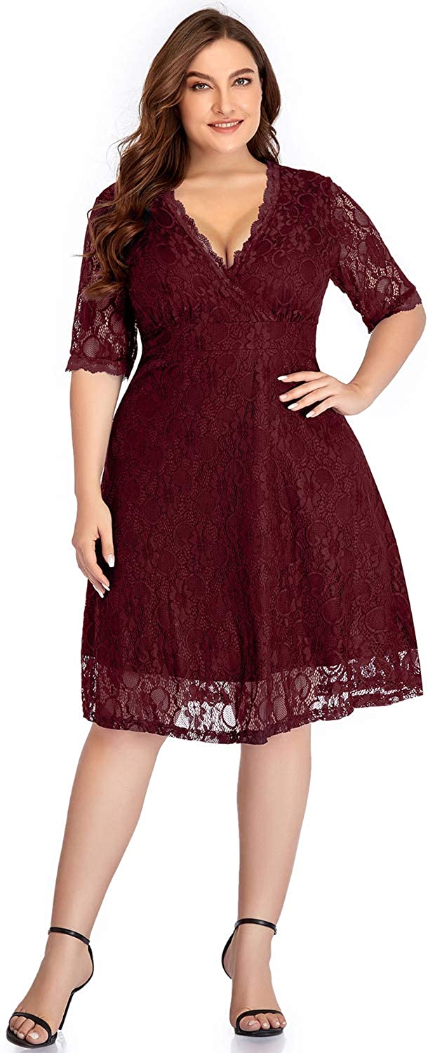 Buy Women's Plus Size Cape Lace Cocktail Dress – SleekTrends