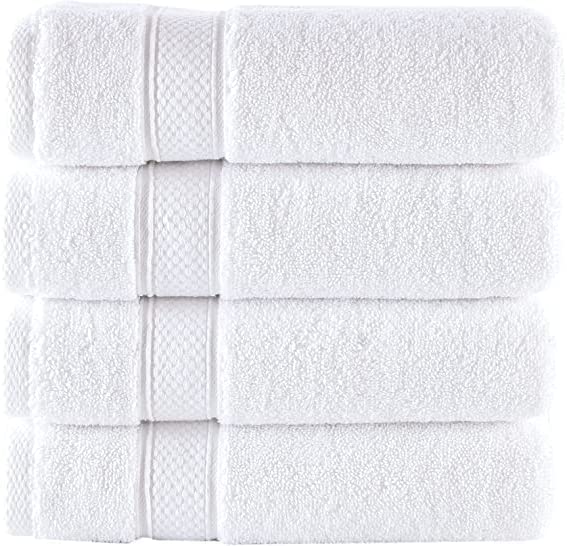 NOVA Luxury Linen - Hotel Quality Turkish Towel Set for Bathroom (6 Pcs  Towel Set, Pure White)