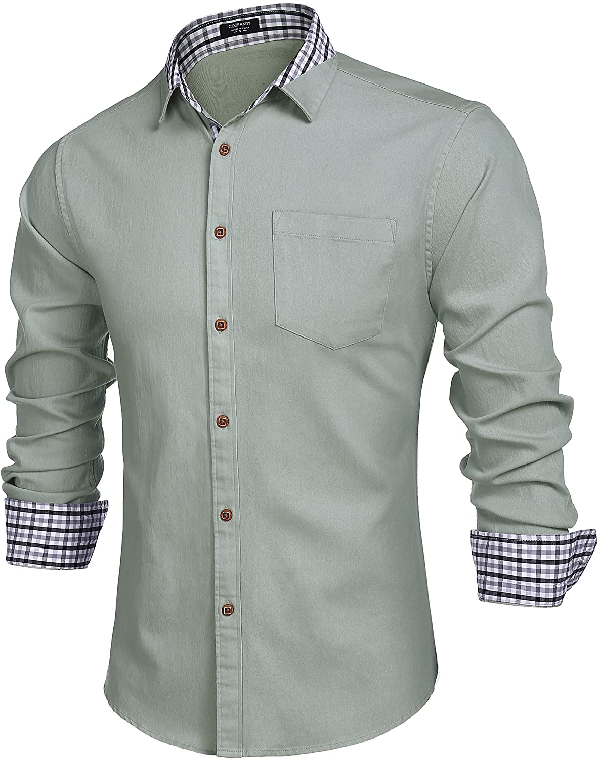 COOFANDY Men's Casual Dress Shirt Button Down Shirts Long-Sleeve Denim ...