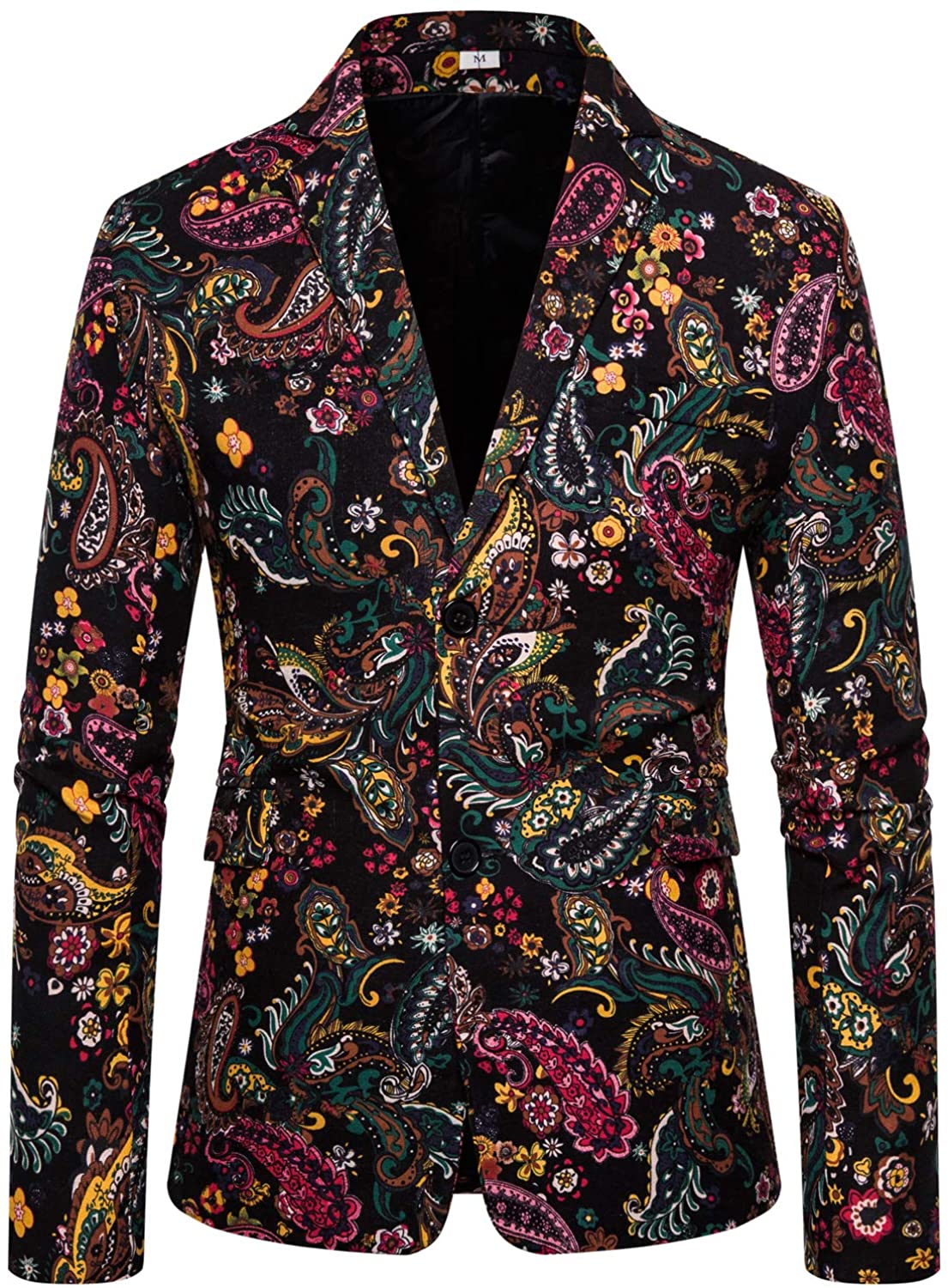 HENGAO Men's Casual Floral Printed Sport Coats Blazer Jacket 