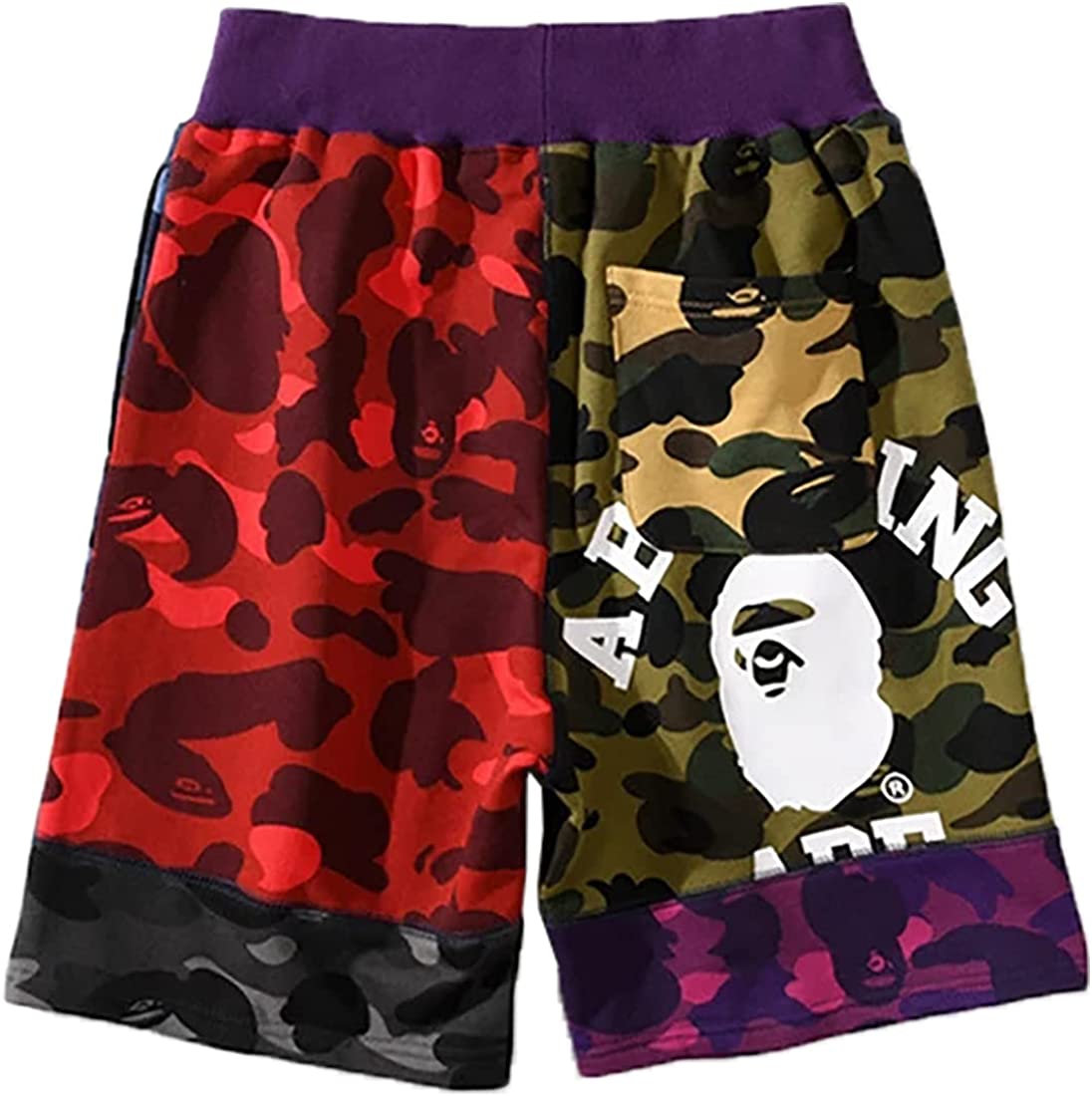 WINKEEY Men's Shark Camo Casual Sports Pants Fashion Jogger Shorts Beach  Shorts