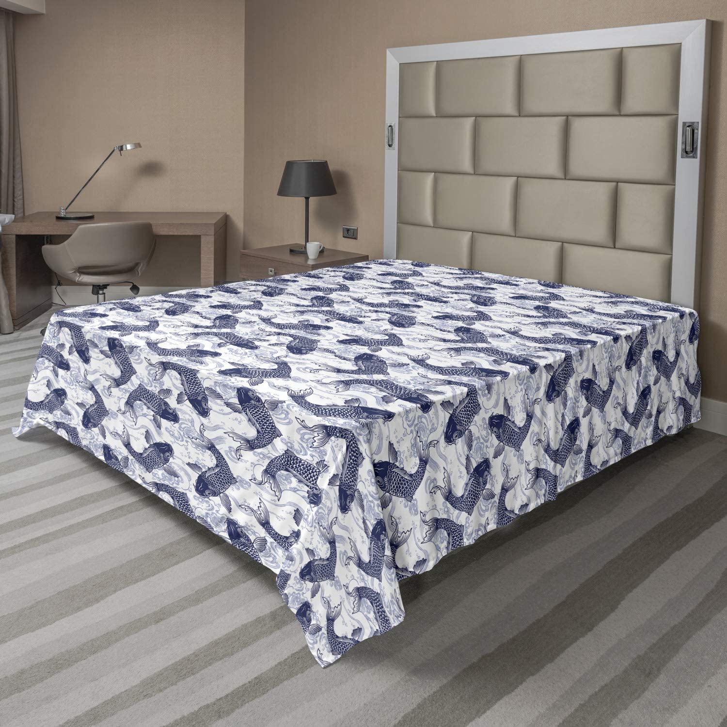 Continuous Pattern with Inspired Blue Tones Orient Details about   Ambesonne Paisley Flat Sheet 