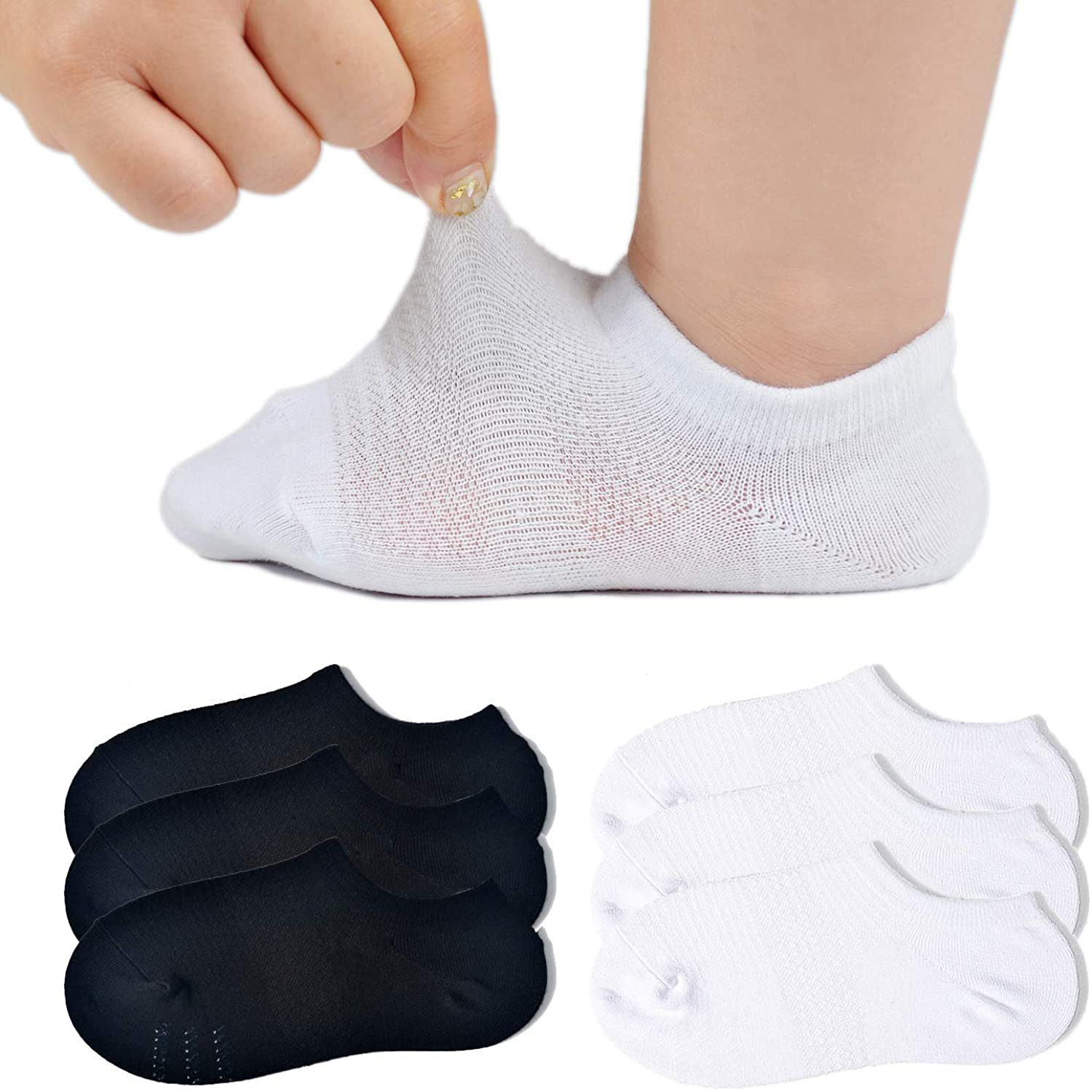 Jormatt Toddler Little Girls Boys No Show Socks Cotton Anti Slip Low ...