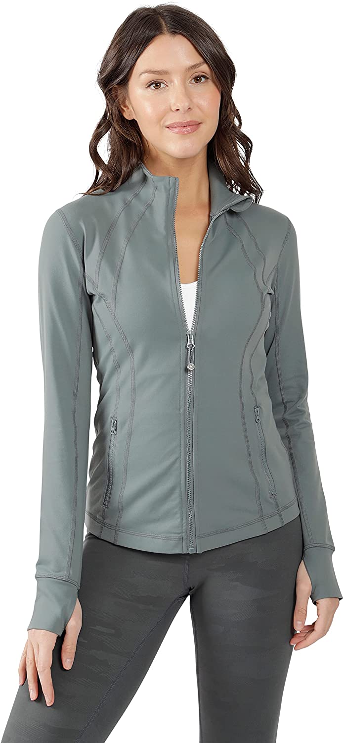 90 Degree By Reflex Womens Citylite Full Zip Jacket with Front Pockets and  Side Bungee Cords - Cinder - Large