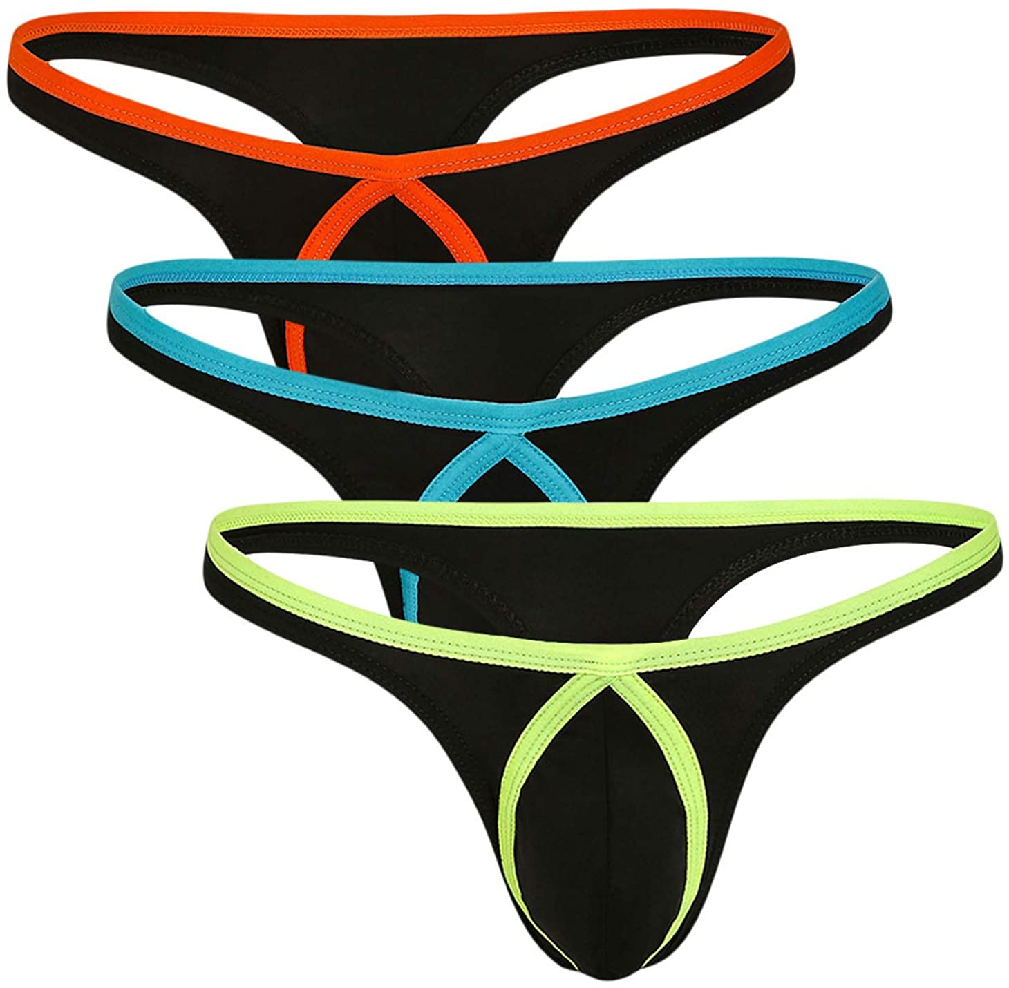 NEIKU Men's Underwear Thong Ice Silk Bikini Briefs G-String T-Back ...