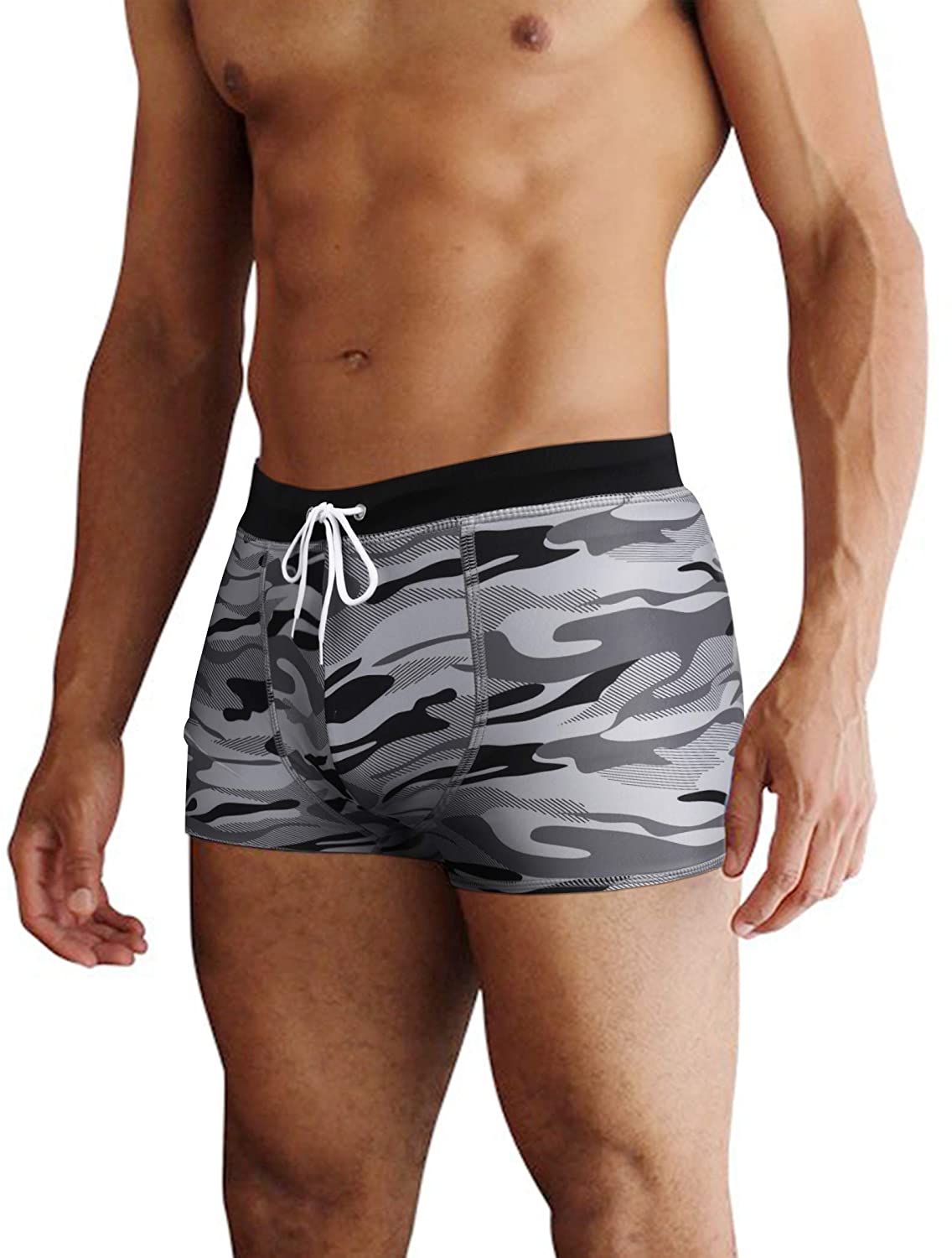 COOFANDY Men's Square Leg Swim Briefs Printed Swimsuit Athletic