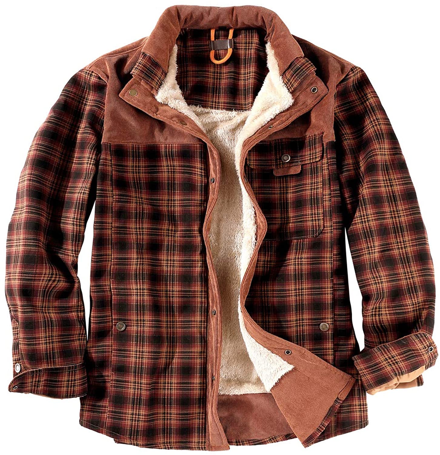 Mr.Stream Men's Outdoor Casual Vintage Long Sleeve Plaid Flannel Button Down Shirt Jacket 