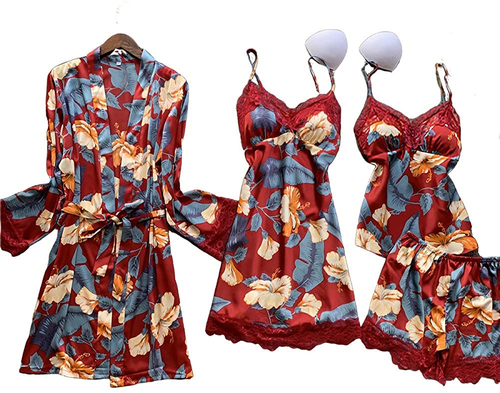 Cailv Kerini Women's Silk Satin Pajamas Set Home Clothes Ladies