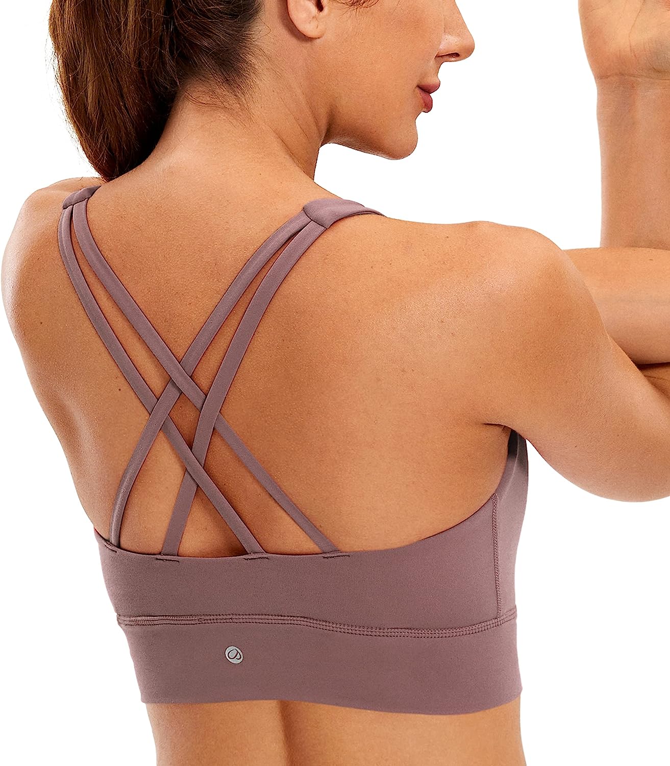 CRZ YOGA Womens Butterluxe Strappy High Neck Longline Sports