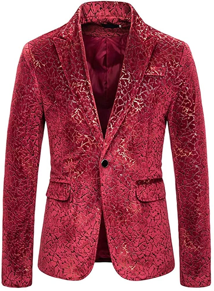 Boyland Mens Sequins Floral Suit Notched Lapel Slim Fit Stylish Blazer