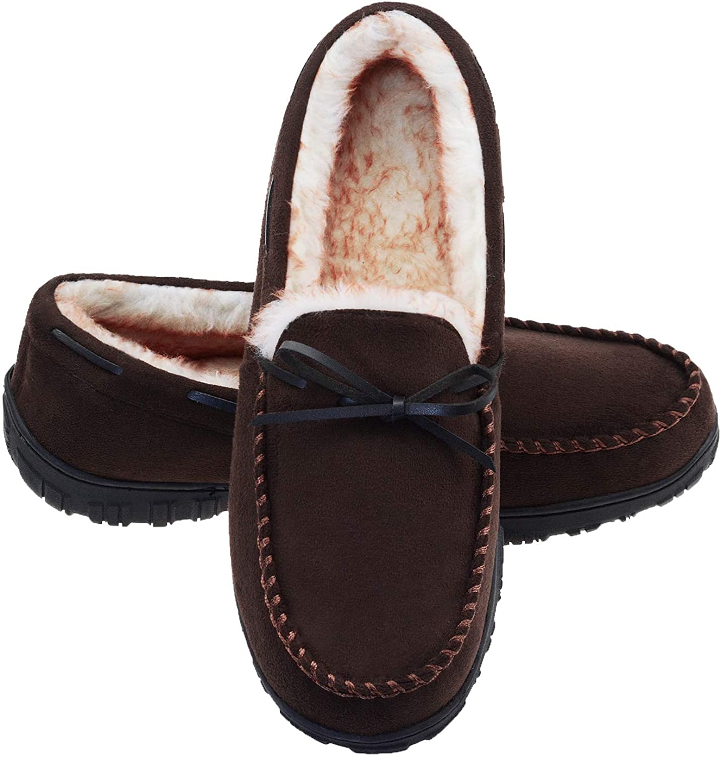 LA PLAGE Mens Slippers Moccasins for Mens Indoor Outdoor Bedroom Slippers Microsuede Slip On House Shoes 