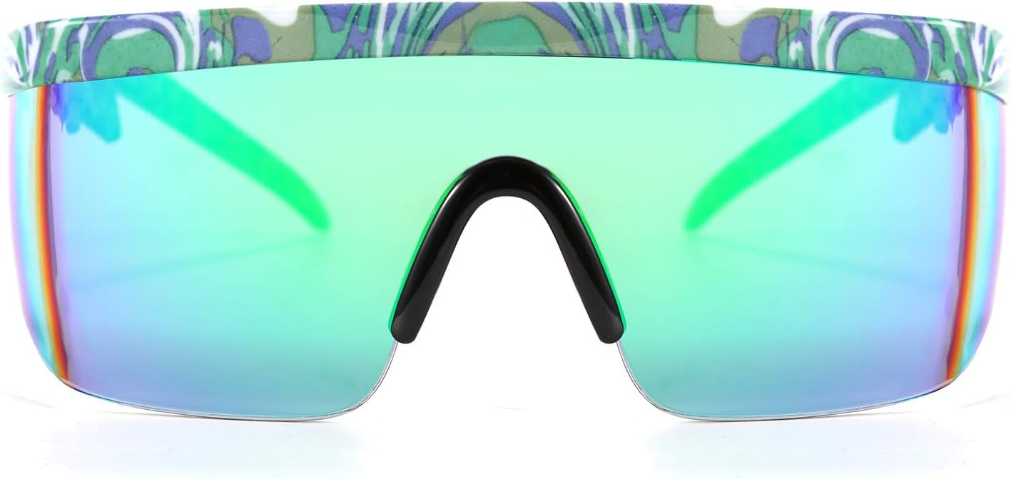 FEISEDY Oversized Mirror Shield Sport 80s Sunglasses Ski Goggles Flat Top  One Pi