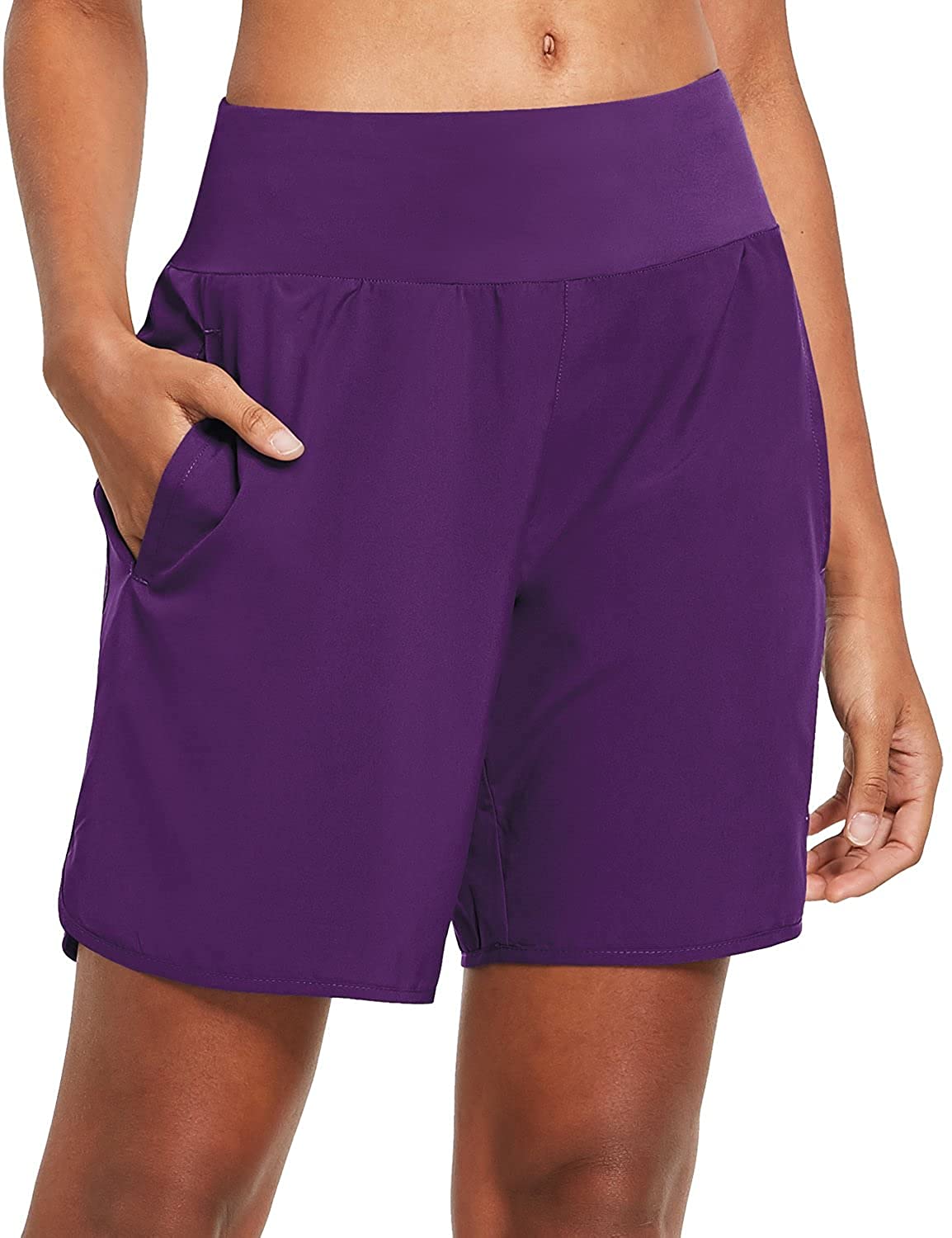 BALEAF Women's 7 Inches Long Running Shorts with Liner Lounge Bermuda  Shorts Golf Shorts Back Zipper Pocket : : Clothing, Shoes &  Accessories