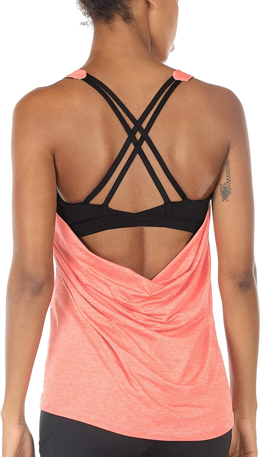 icyzone Women's Built in Bra Workout Tank Tops - Strappy Athletic