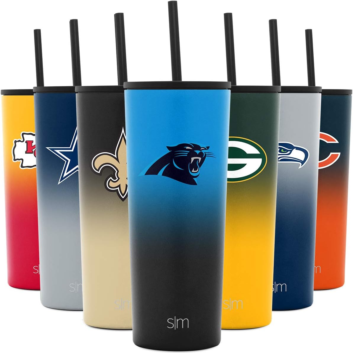 Simple Modern Officially Licensed NFL Insulated Stainless Steel Tumbler  with Clear Flip Lid and Straw