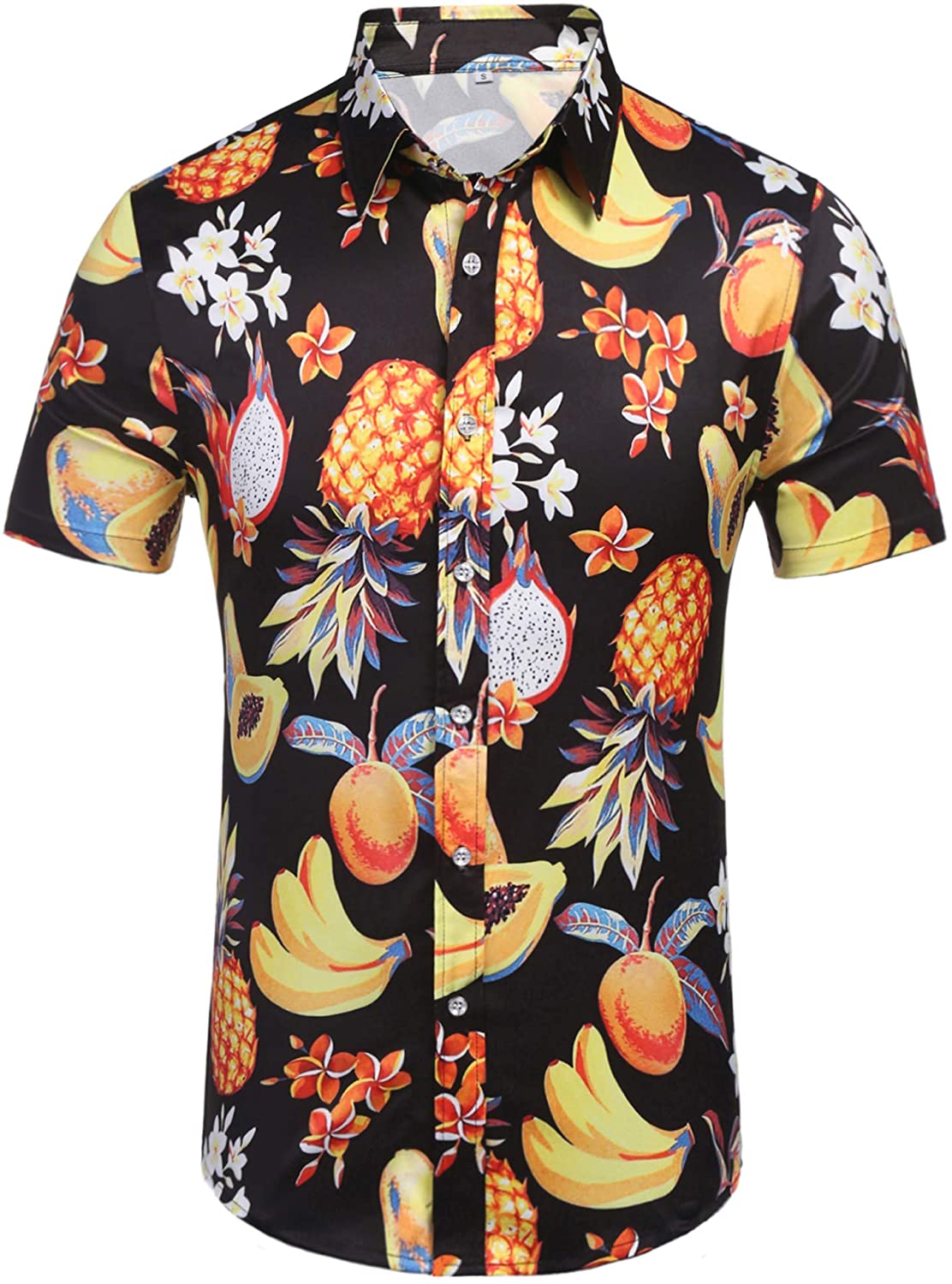 Daupanzees Men's Tropical Fruits Short Sleeve Aloha Hawaiian Shirts | eBay