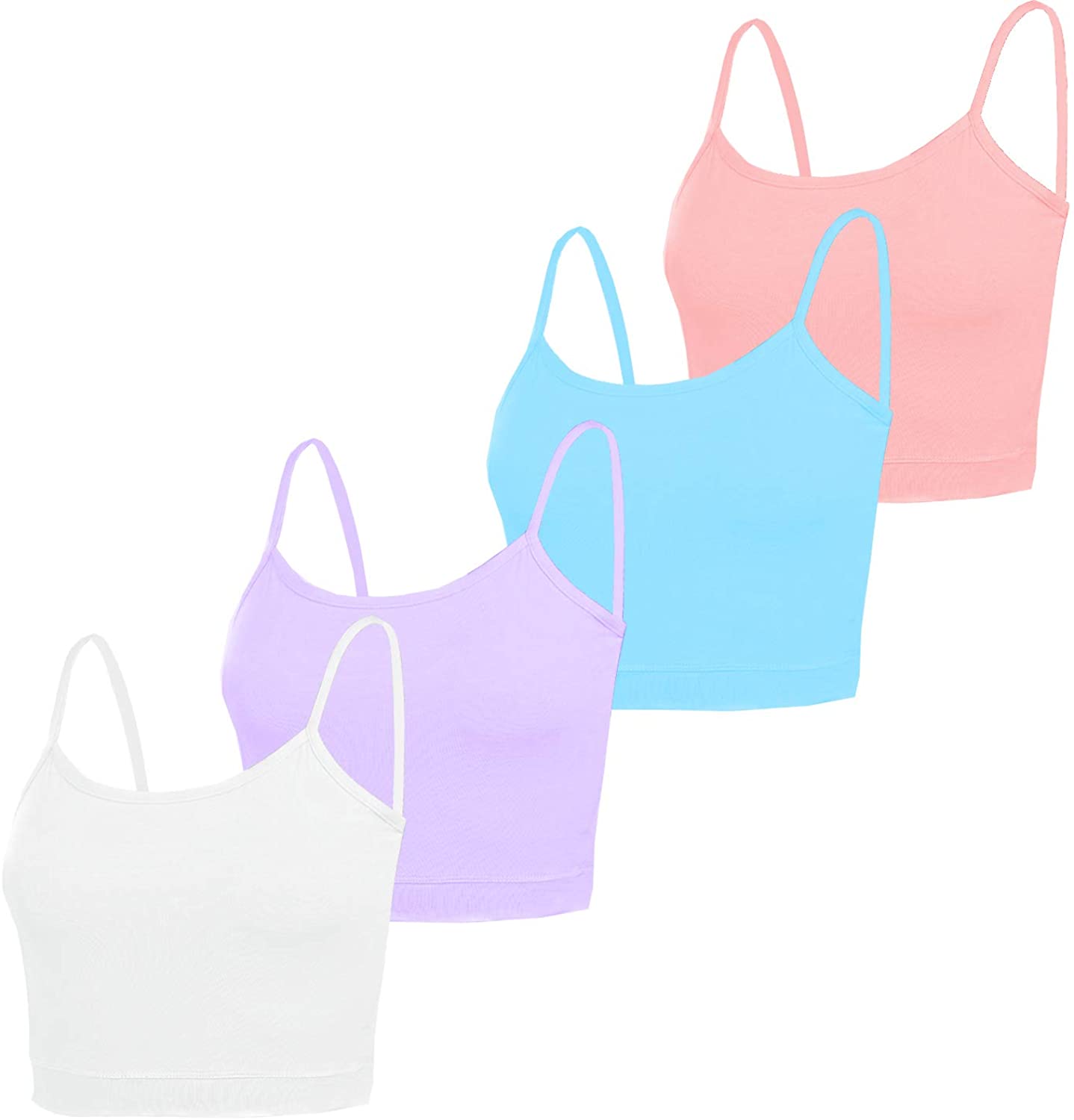 NEWITIN 4 Pack Spaghetti Strap Camisole Top Adjustable Strap Tank Crop Tops for Women Girls