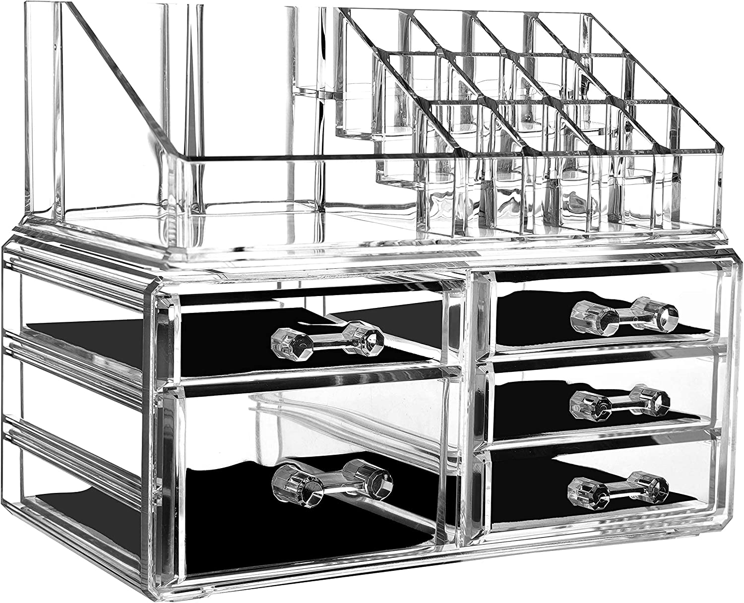 Cq acrylic Stackable Makeup Organizer With 3 Drawers,Acrylic