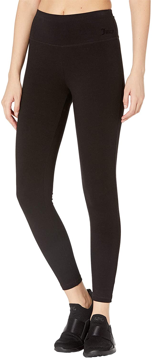  Juicy Couture Women's Essential High Waisted Cotton Yoga Pant,  Deep Black, Small : Clothing, Shoes & Jewelry
