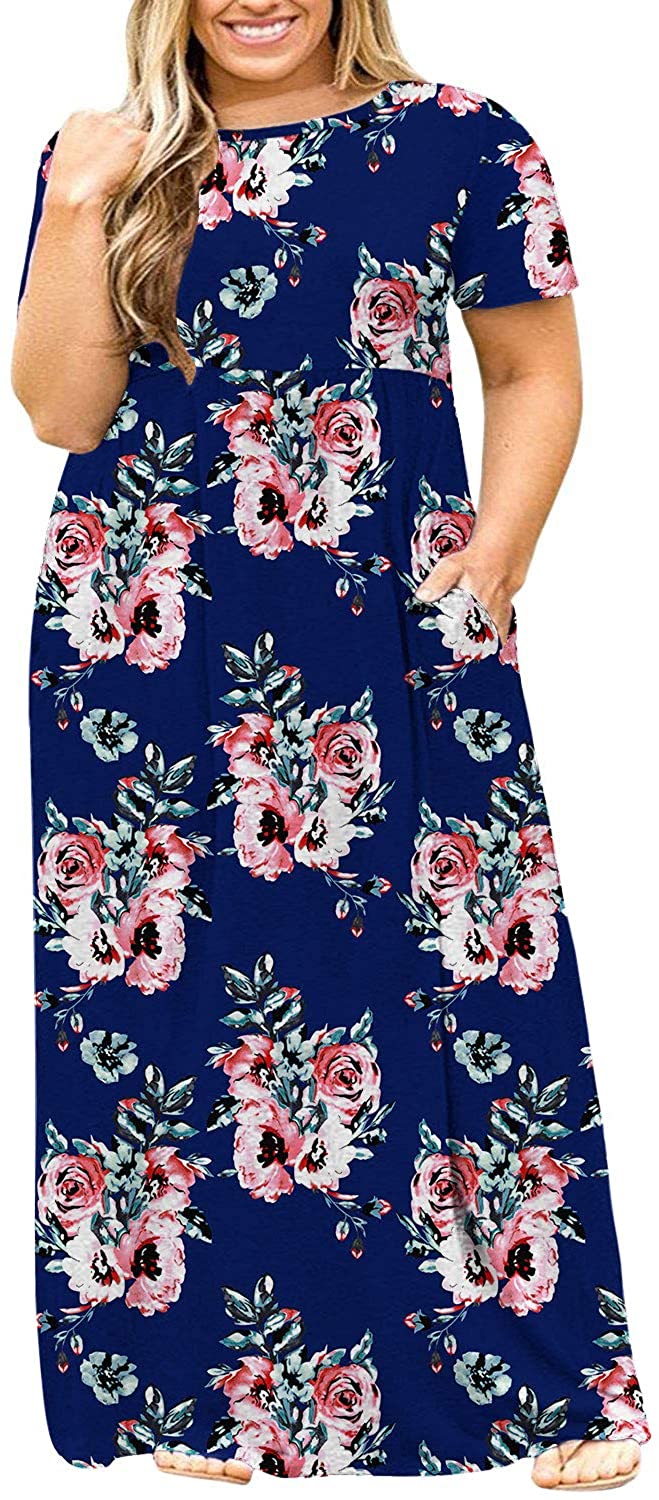 BISHUIGE Women Summer L-6X Plus Size Maxi Dress Long Dresses with ...