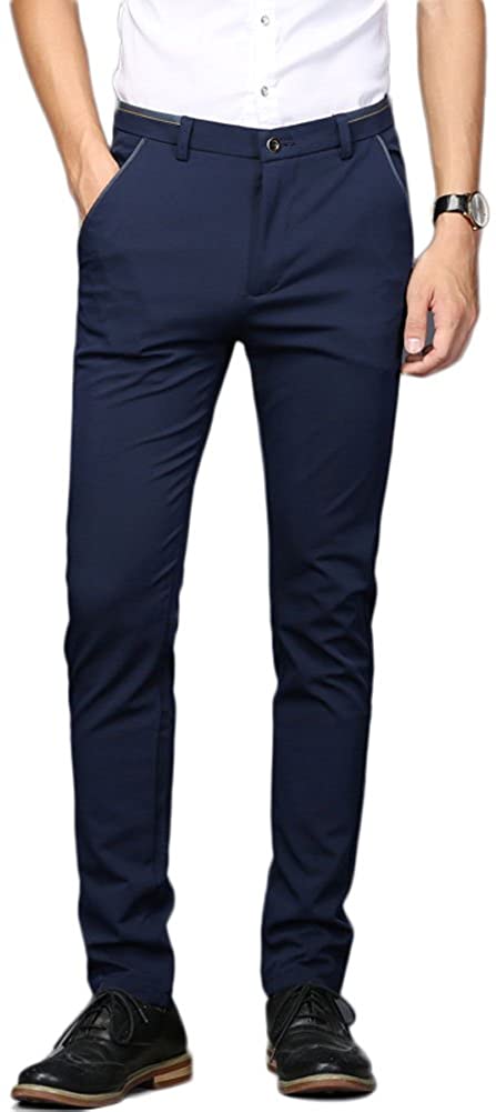 Athletic Fit Stretch Suit Pants - Blue Plaid