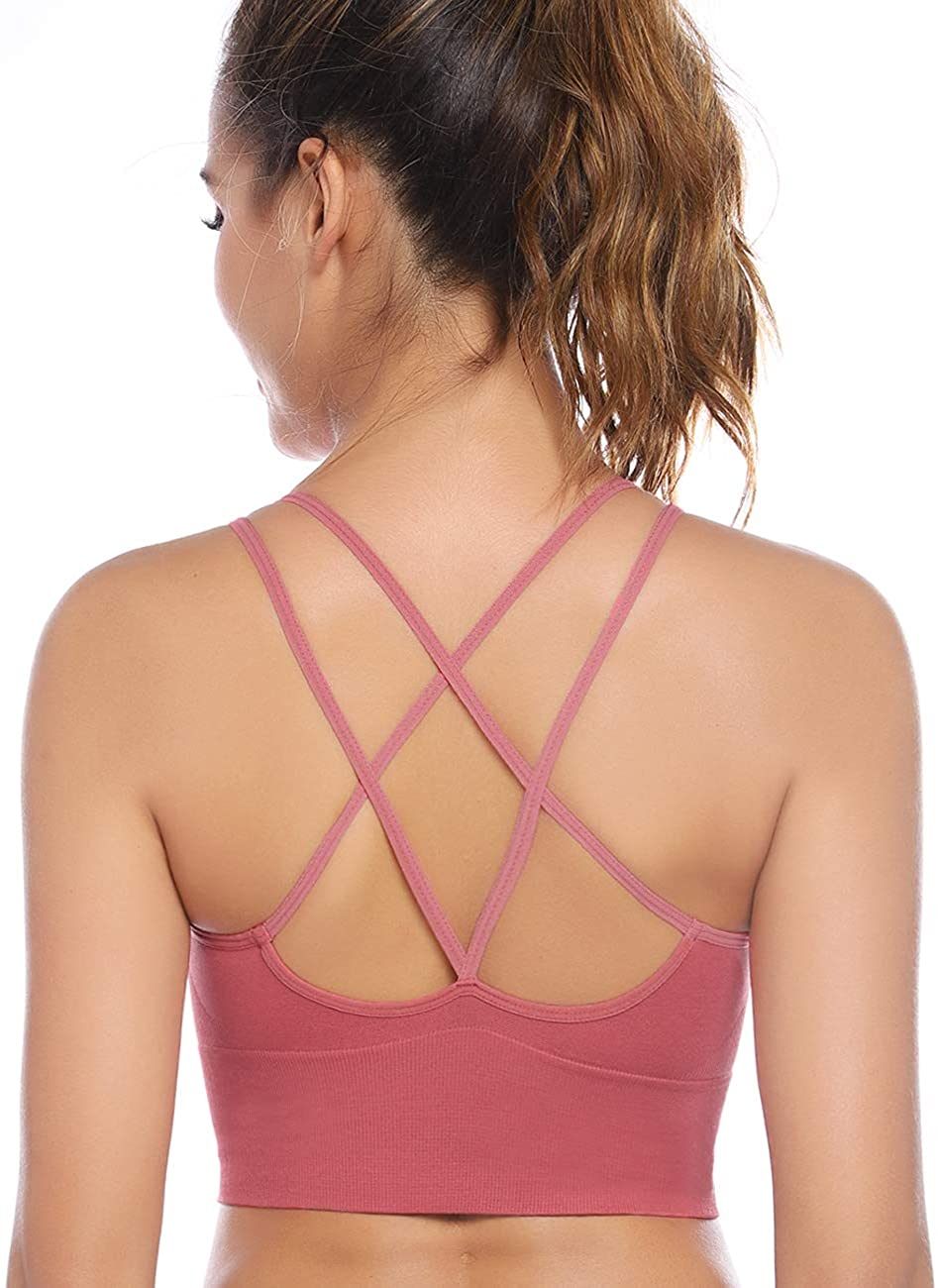 Sykooria 3 Pack Strappy Sports Bra for Women Sexy Crisscross for