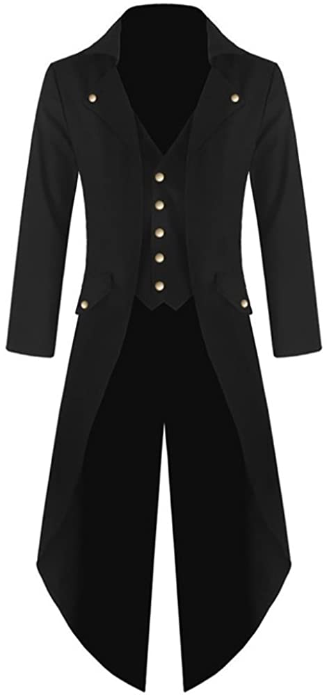 Mens Steampunk Victorian Jacket Gothic Tailcoat Costume Vintage Tuxedo ...