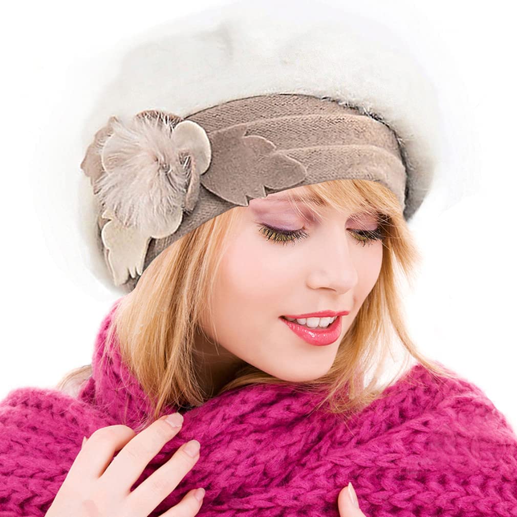 Ruphedy Women Beret Beanie Cute Wool French Beret Winter Dress Hats Hy022