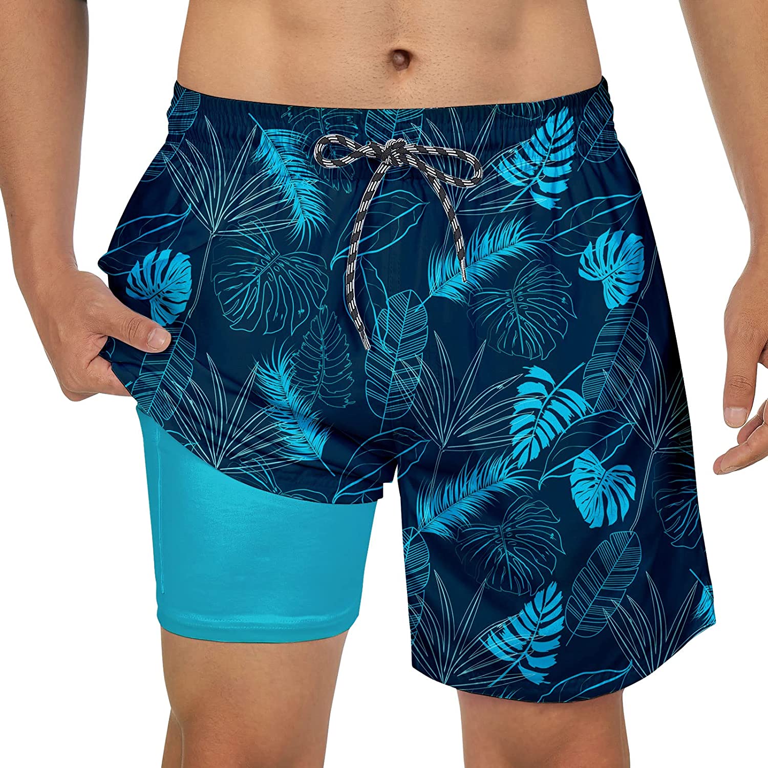 Cozople Men's Swim Trunks Compression Liner Swim Shorts 5.5'' Quick Dry ...