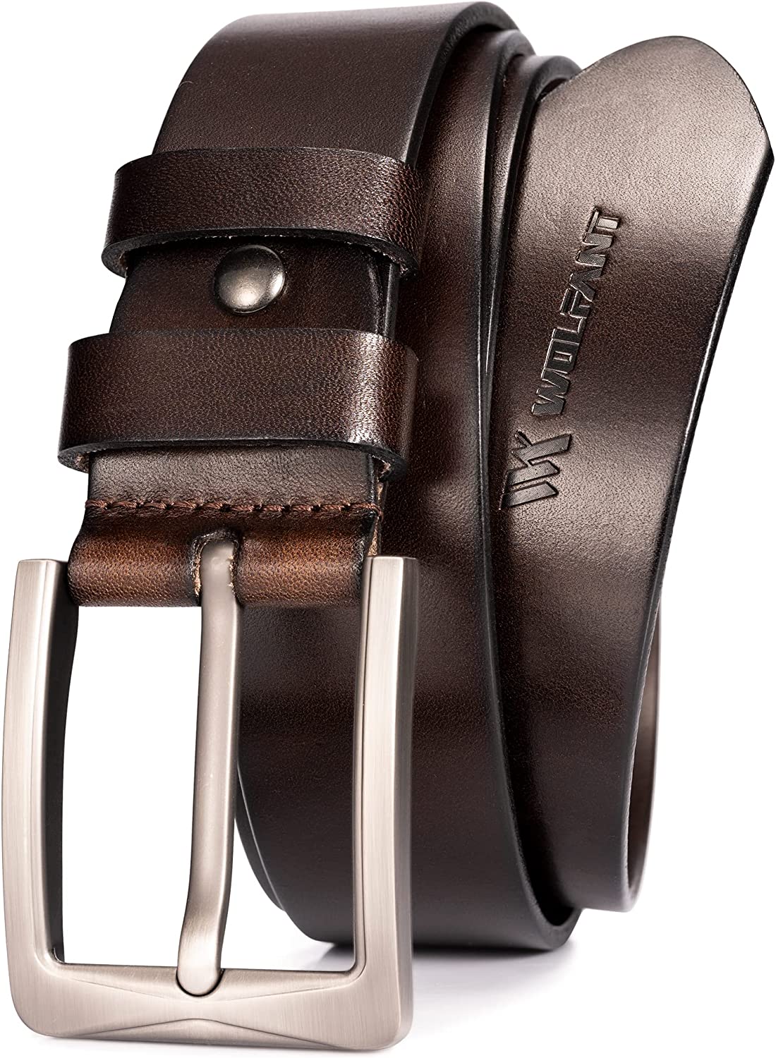 WOLFANT Reversible Leather Belt,100% Italian Full Grain Real Solid Leather  Dress Casual Belt at  Men's Clothing store