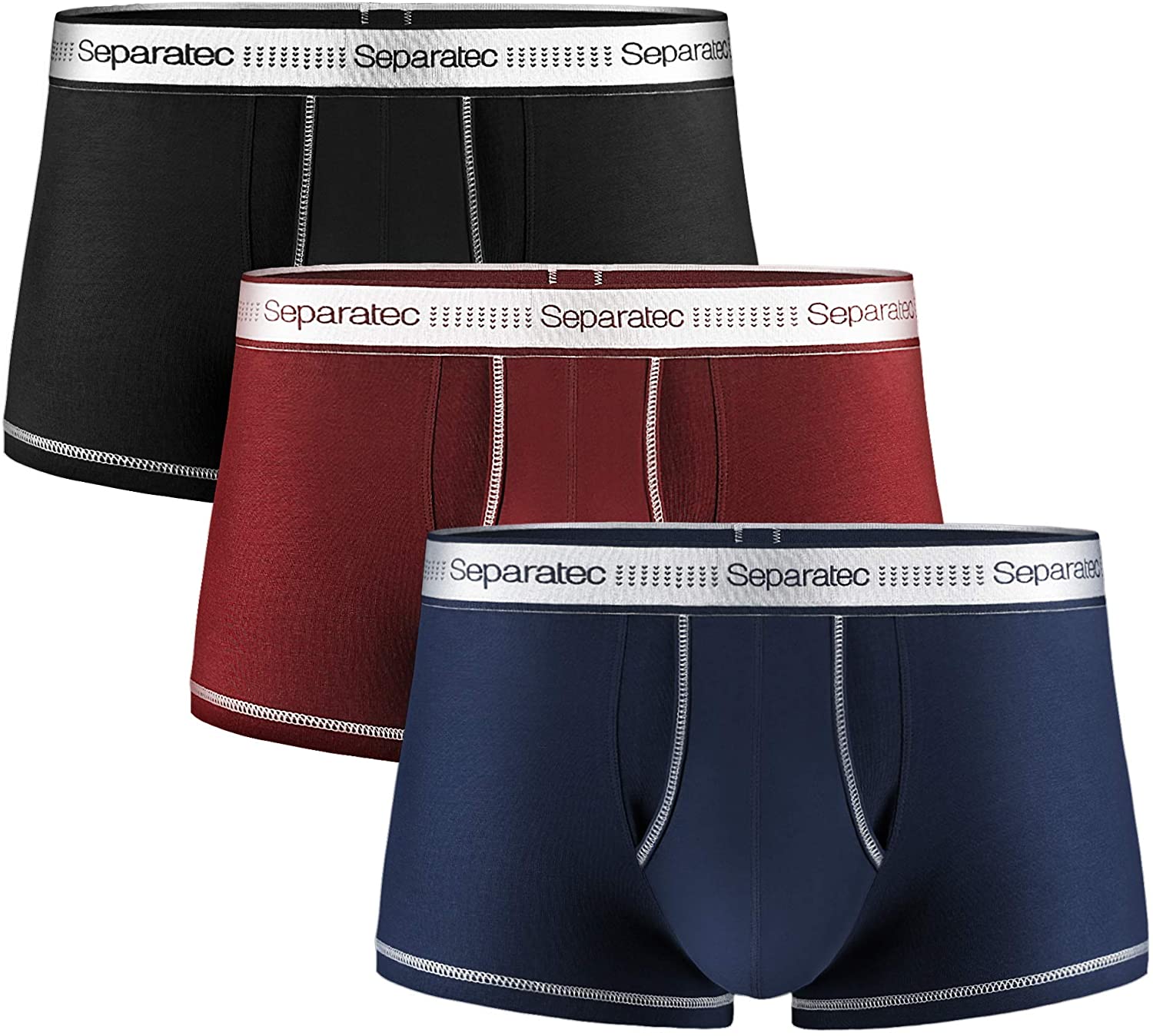 Separatec Mens Underwear Colorful Comfortable Soft Cotton Stretch Trunks 3 Pack 