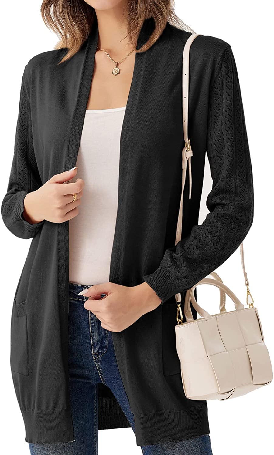 GRACE KARIN Women Open Front Cardigan Sweaters Pockets Long Sleeve Shrugs |  eBay