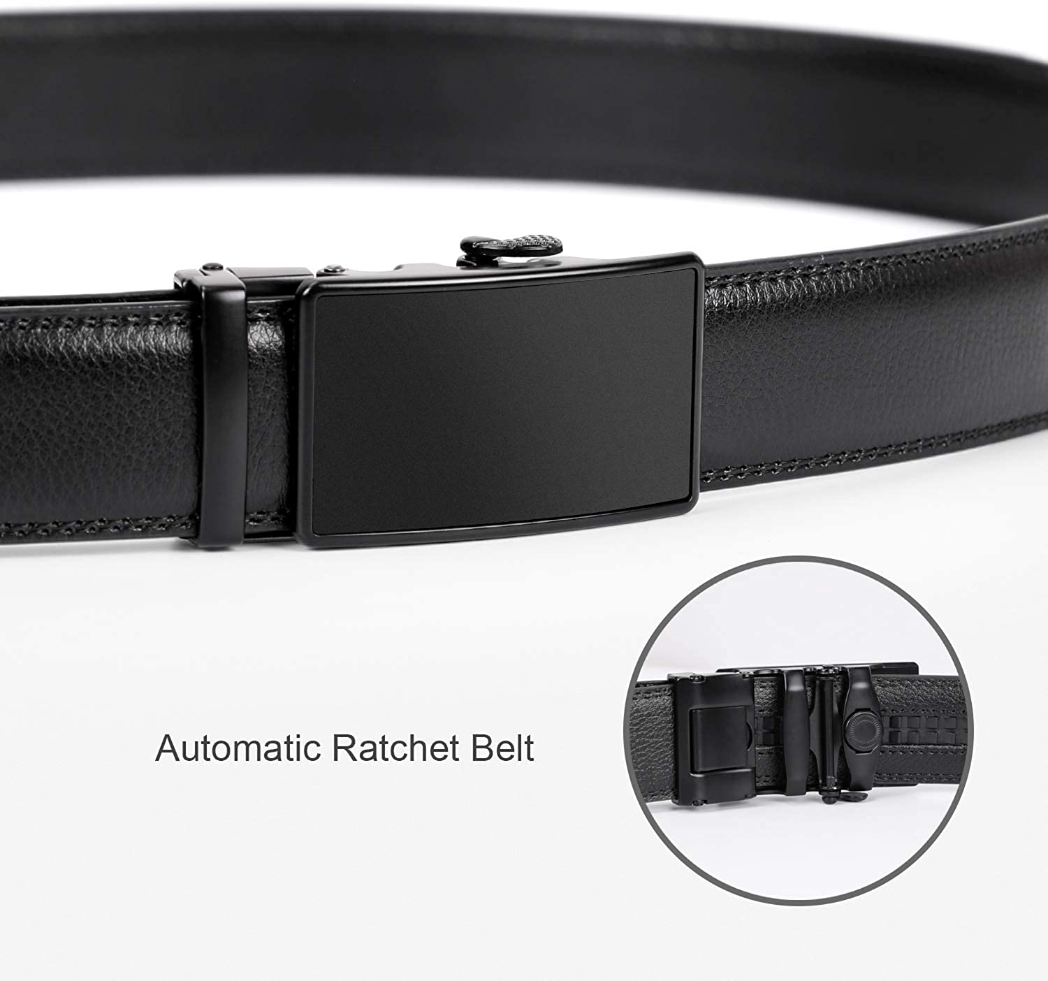 Men's Ratchet Leather Belt for Dress, Sliding Automatic Buckle Belt ...