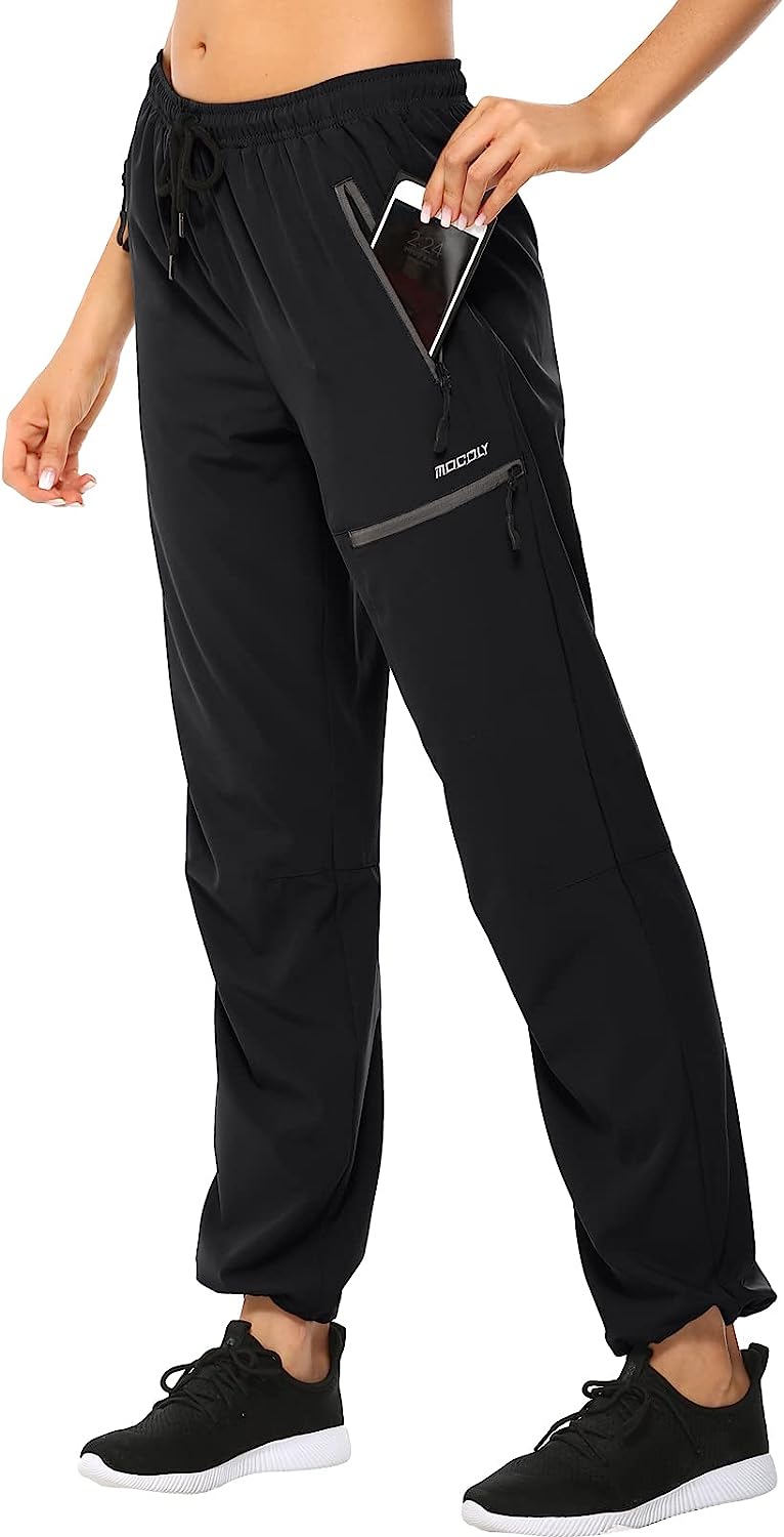 MOCOLY Women's Cargo Hiking Pants Elastic Waist Quick Dry Lightweight  Outdoor Wa