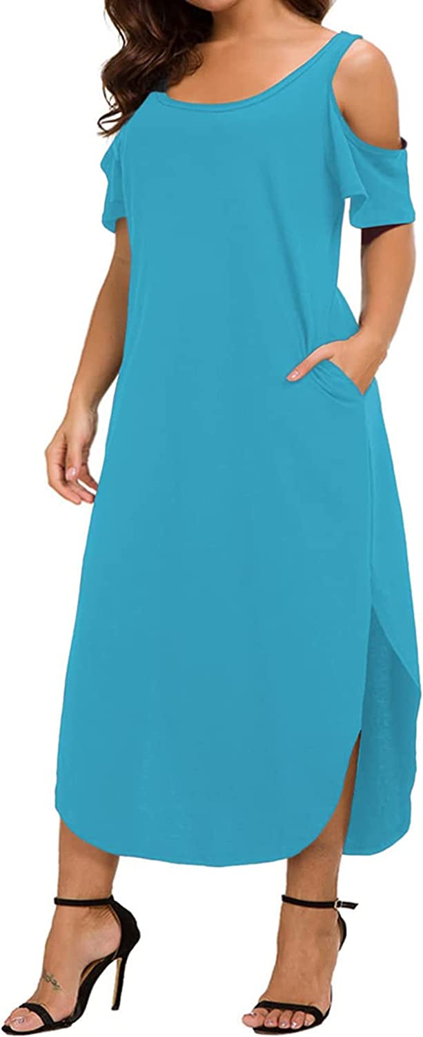 GXLU Women's Plus Size Summer Maxi Dresses Short Sleeve Casual