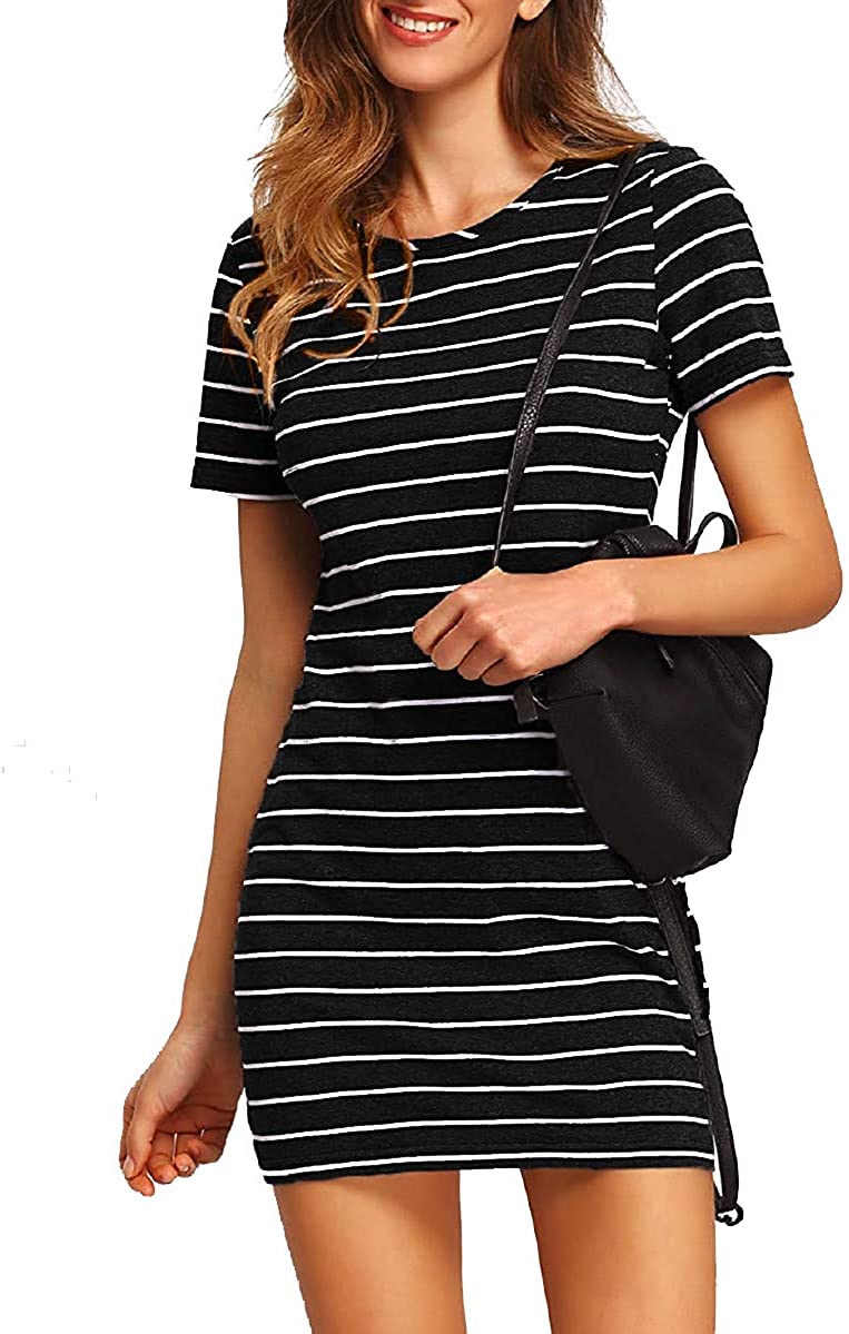 ladies striped t shirt dress