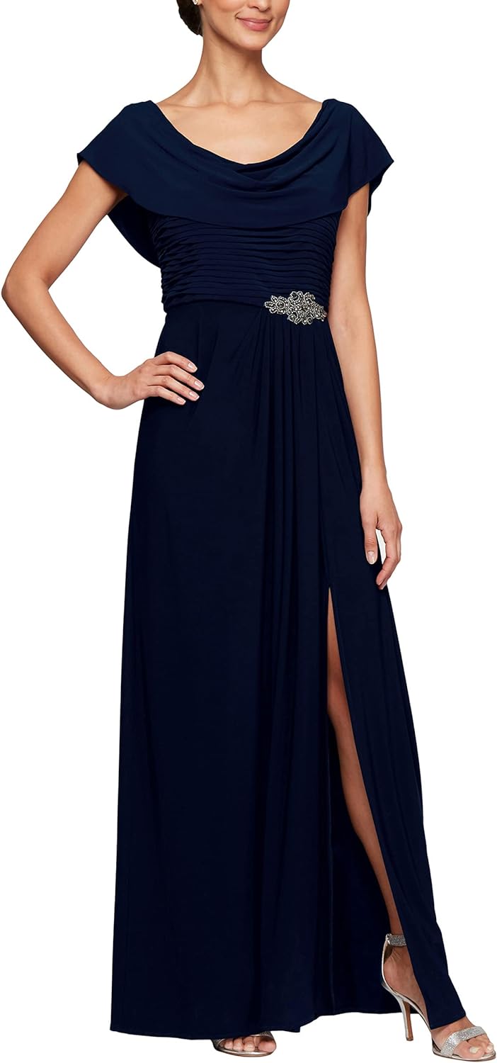 Alex Evenings Women's Plus Size Long Cowl Neck A-line Dress | eBay