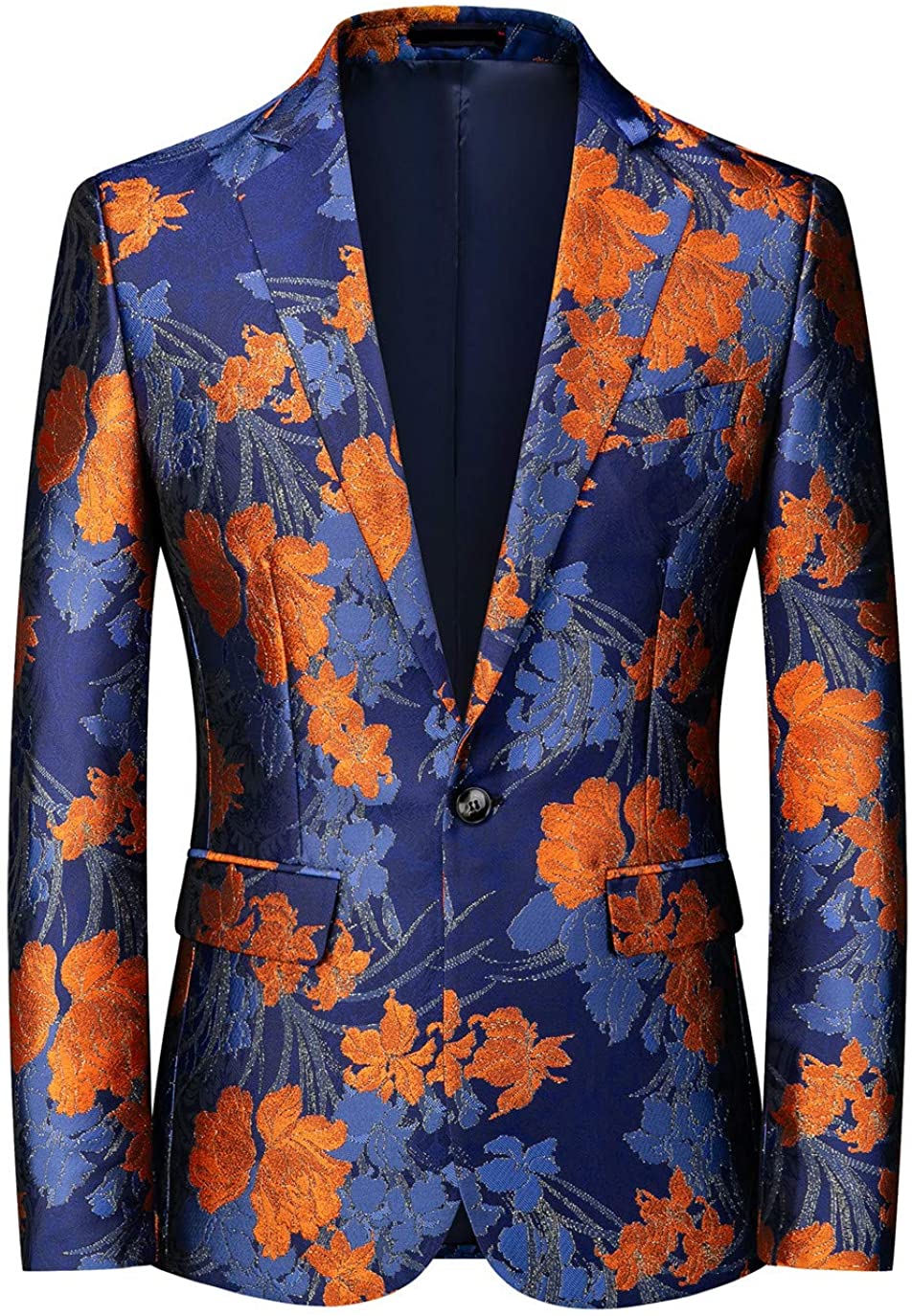 MOGU Mens Metallic Jacquard Blazer Slim Fit Elegant Tuxedo Suit Jacket for Daily Prom Party 