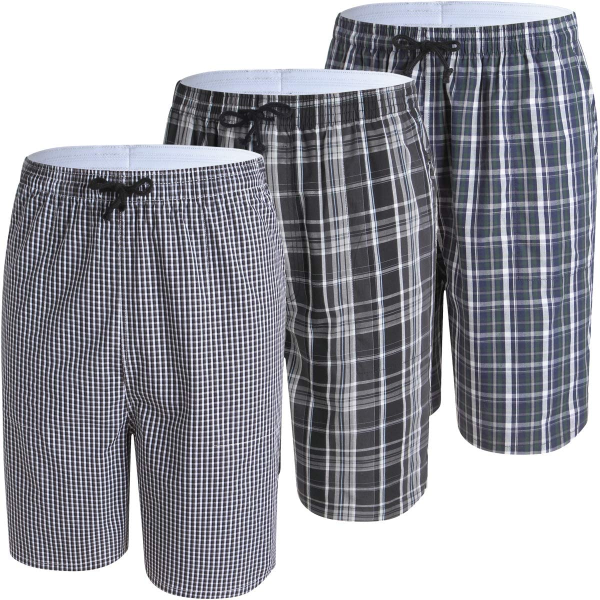 3-Pack Mens Sleepwear Nightwear Pajamas Lounge Soft Touch Cotton Short Pants 