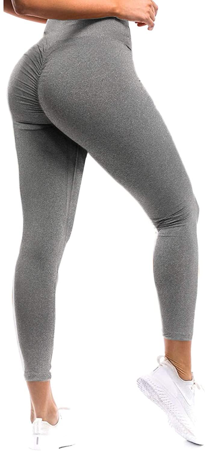 02332 Women Double-sided Brushed Yoga Pants Hip Lifting High Waist Tights  Stretch Fitness Leggings with Hidden Pocket - Grey/XL Wholesale