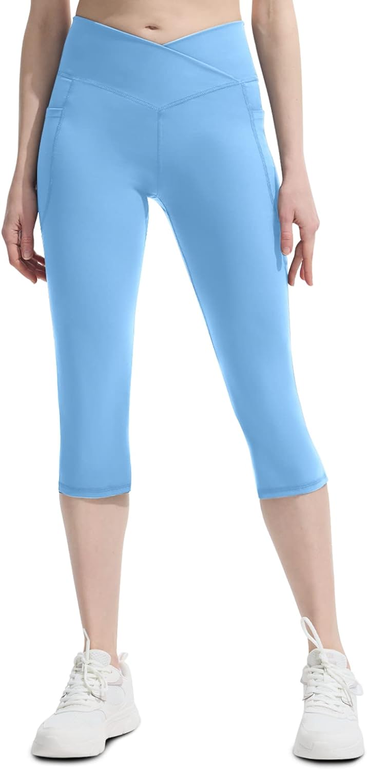 COPYLEAF Women's Flare Yogo Pants with Pockets-V Crossover