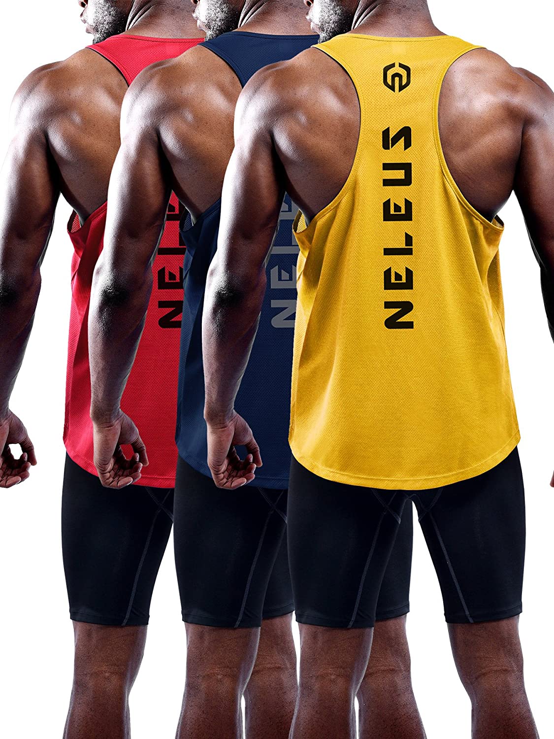Neleus Mens 3 Pack Compression Athletic Muscle Sleeveless Tank Top